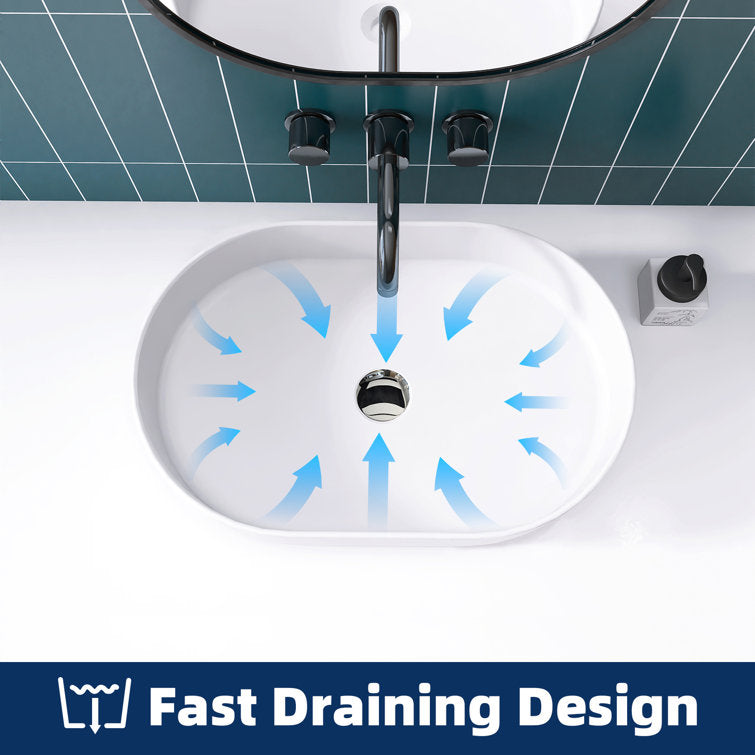 SJ-STARJANE 23'' Oval Bathroom Sink Solid Surface Vessel Sink