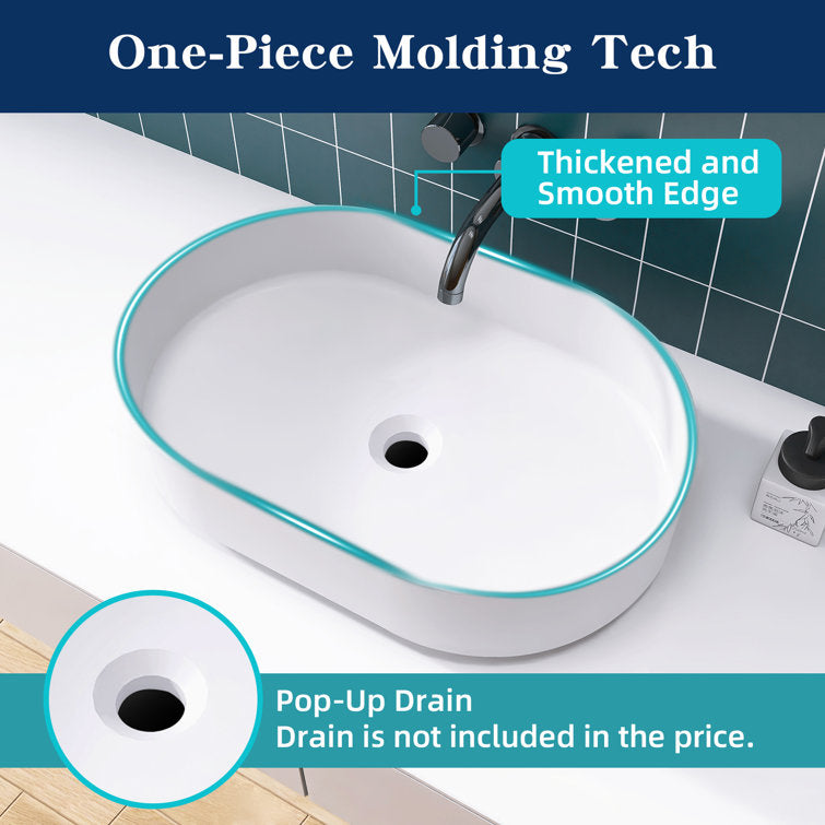 SJ-STARJANE 23'' Oval Bathroom Sink Solid Surface Vessel Sink