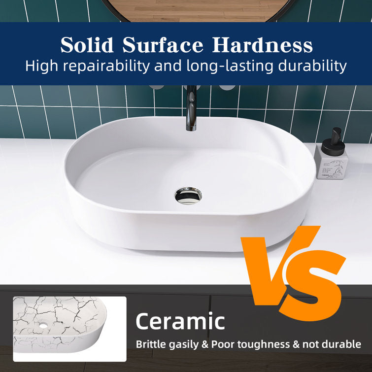 SJ-STARJANE 23'' Oval Bathroom Sink Solid Surface Vessel Sink