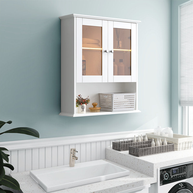 SJ-STARJANE 26 in. W x 30 in. H Bathroom Storage Wall Cabinet Fully Assembled with Sensor Light