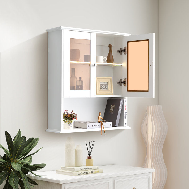 SJ-STARJANE 26 in. W x 30 in. H Bathroom Storage Wall Cabinet Fully Assembled with Sensor Light