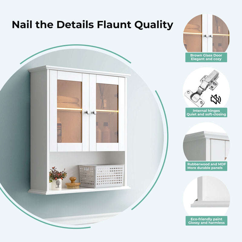 SJ-STARJANE 26 in. W x 30 in. H Bathroom Storage Wall Cabinet Fully Assembled with Sensor Light