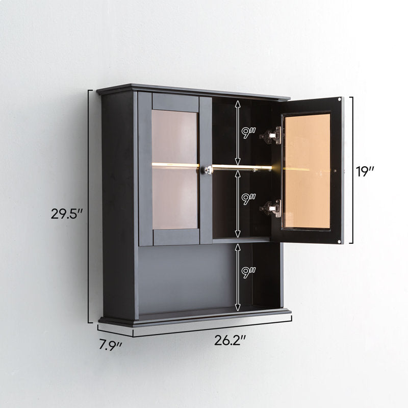 SJ-STARJANE 26 in. W x 30 in. H Bathroom Storage Wall Cabinet Fully Assembled with Sensor Light
