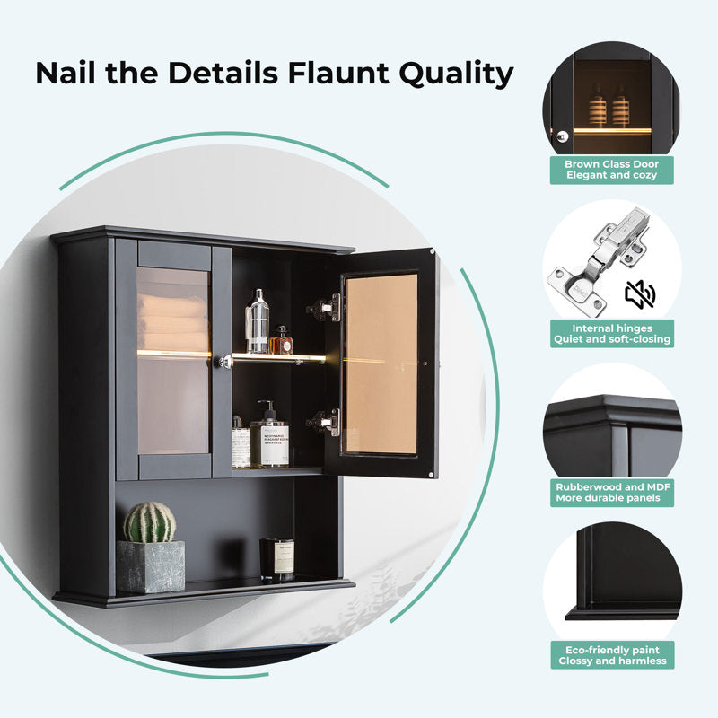 SJ-STARJANE 26 in. W x 30 in. H Bathroom Storage Wall Cabinet Fully Assembled with Sensor Light