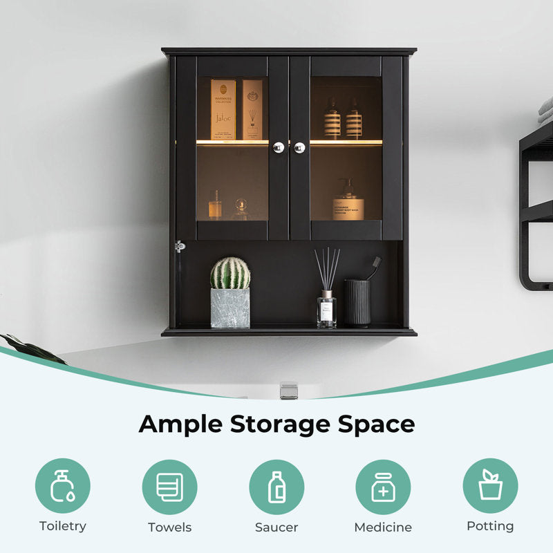 SJ-STARJANE 26 in. W x 30 in. H Bathroom Storage Wall Cabinet Fully Assembled with Sensor Light