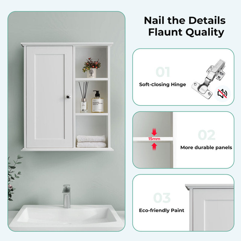 SJ-STARJANE 24 in. W x 7 in. D x 28 in. H Wall Bathroom Cabinet Over the Toilet Storage