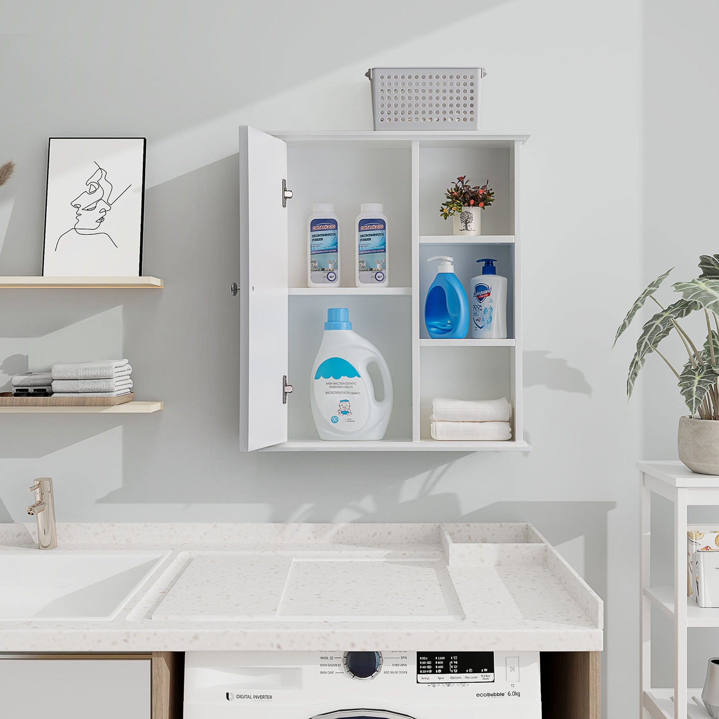 SJ-STARJANE 24 in. W x 7 in. D x 28 in. H Wall Bathroom Cabinet Over the Toilet Storage