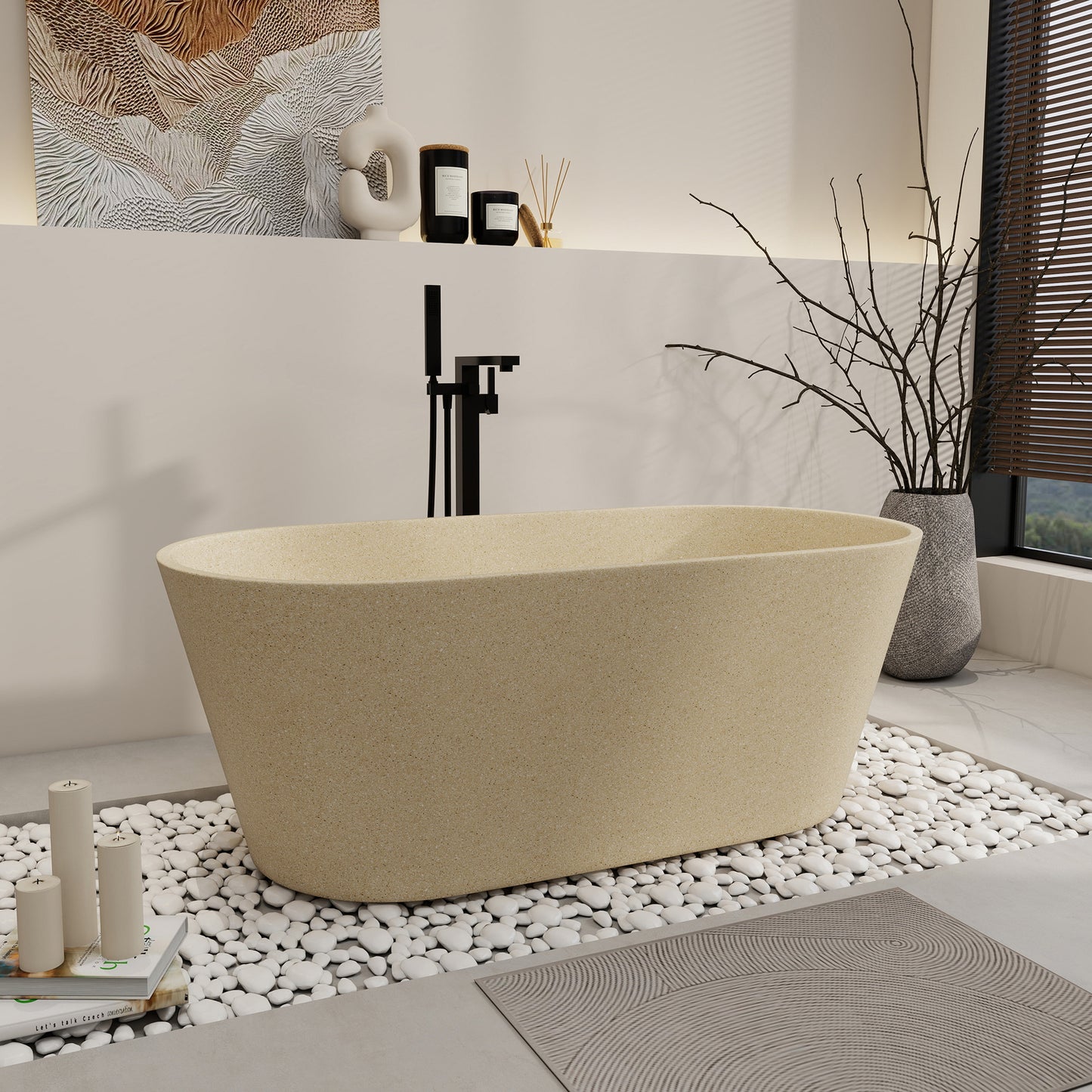 SJ-STARJANE 59‘’Freestanding soaking terrazzo bathtub
