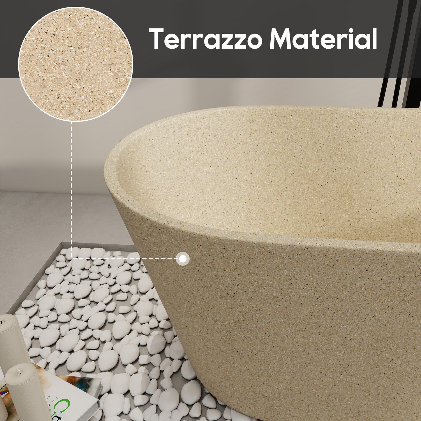 SJ-STARJANE 59‘’Freestanding soaking terrazzo bathtub
