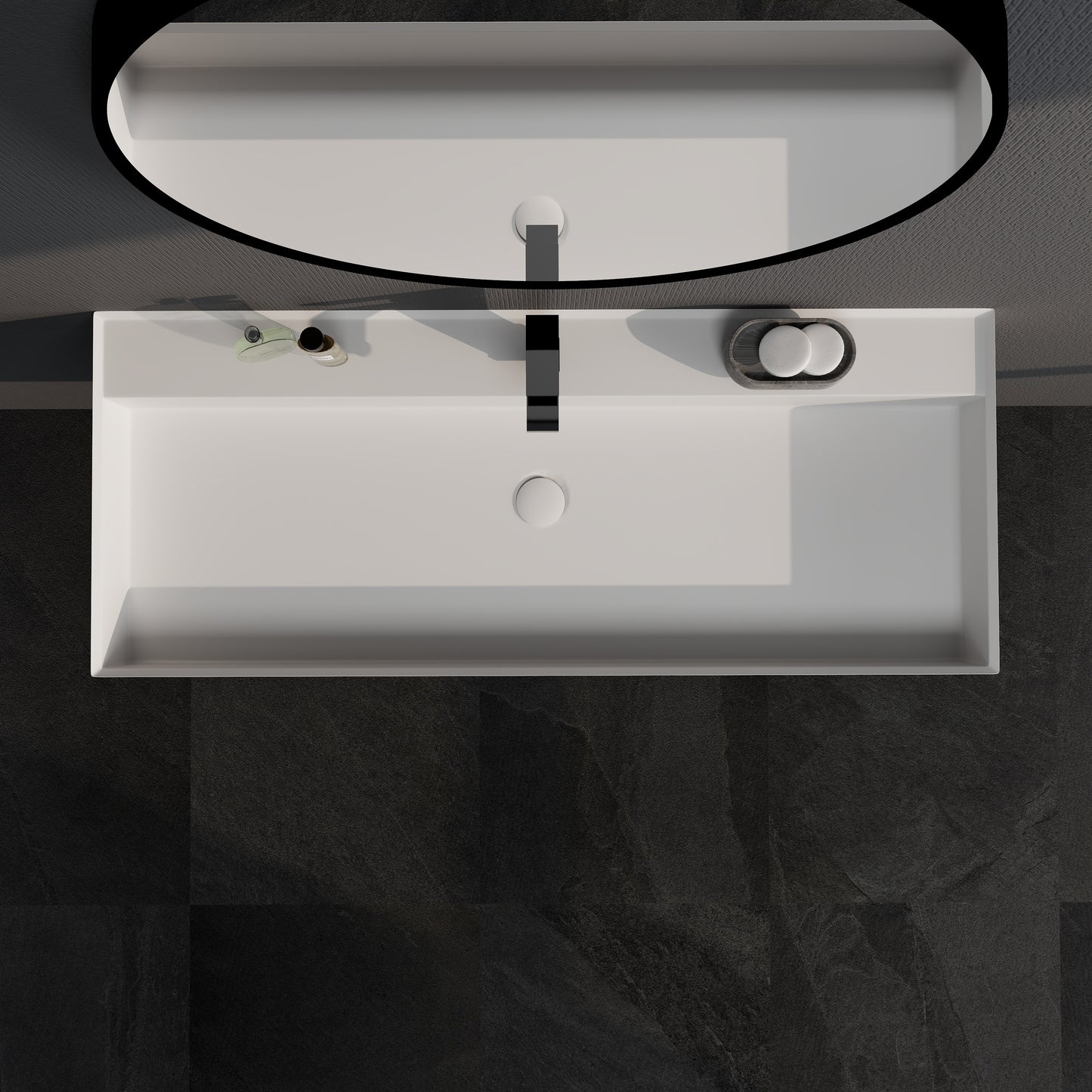 SJ-STARJANE 47''Rectangular Bathroom Sink Matte White Solid Surface Basin