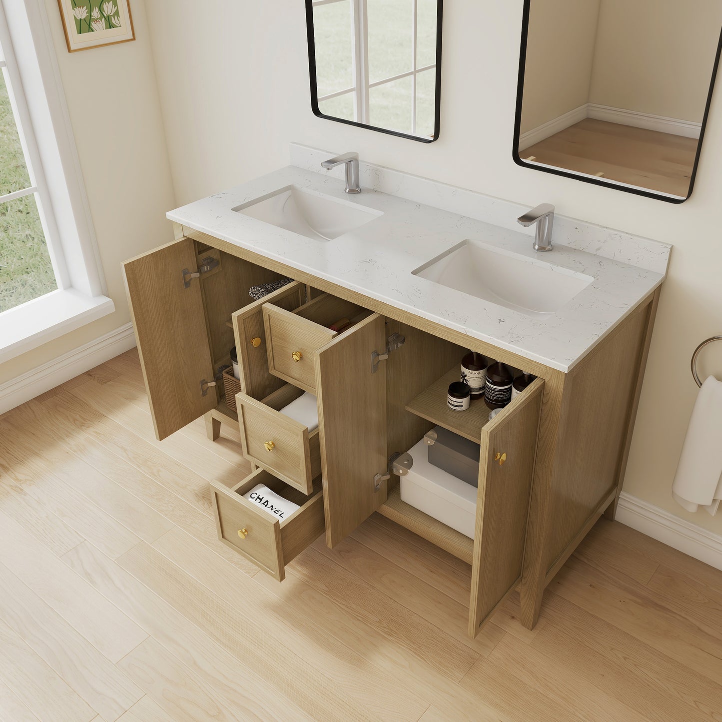 72'' Freestanding Double Bathroom Vanity With Arabescato Top