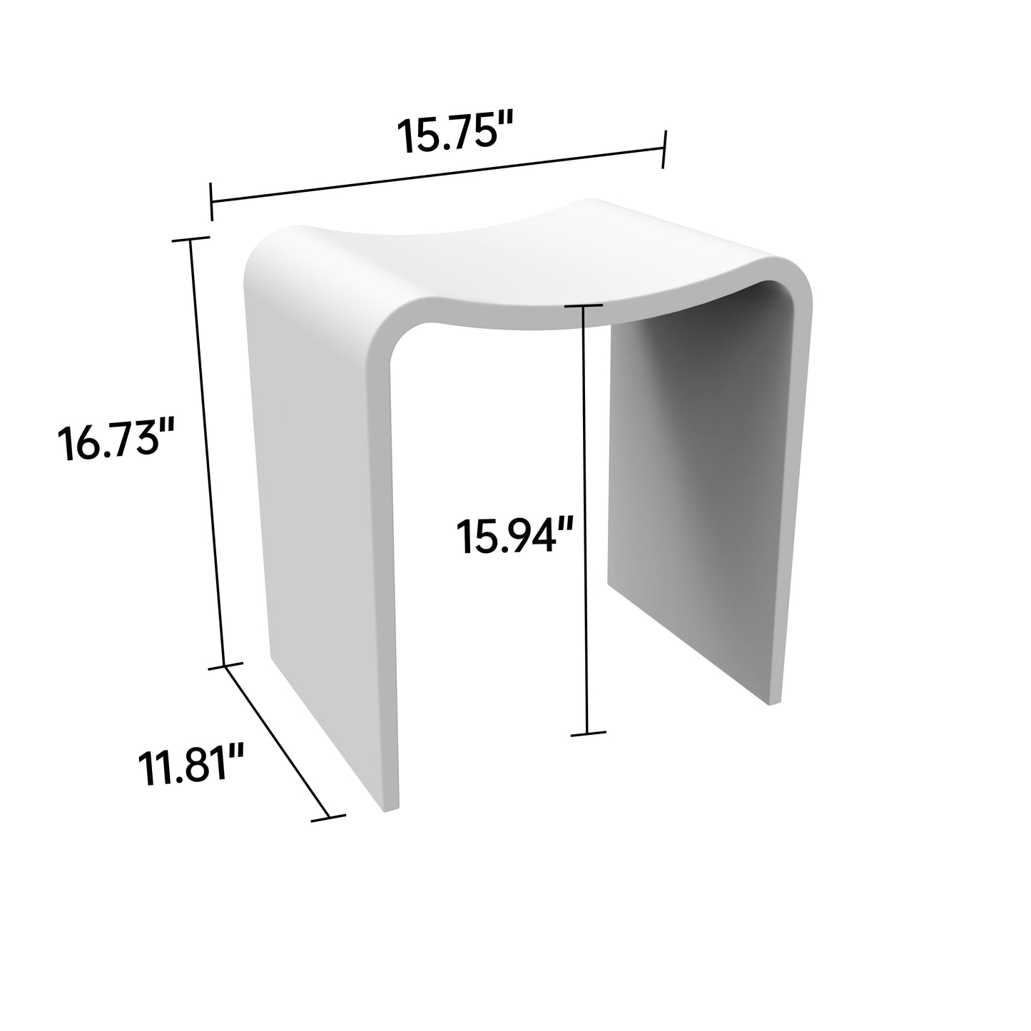 SJ-STARJANE 16''Solid Surface Shower Stool
