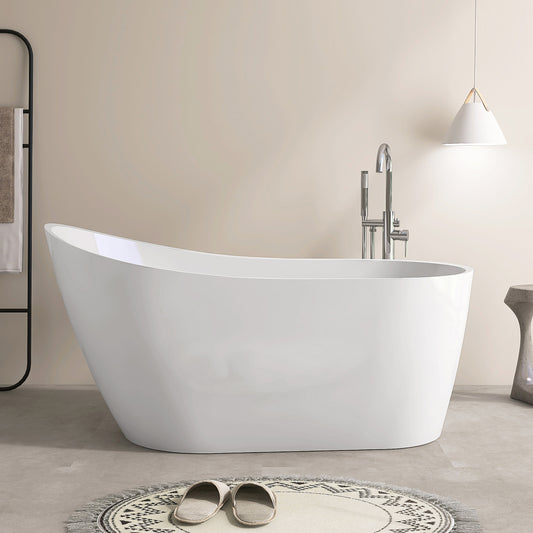 59'' Freestanding Acrylic Bathtub With Chrome Drain VB2-59