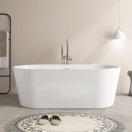 67'' Freestanding Acrylic Bathtub With Chrome Drain VB3-67