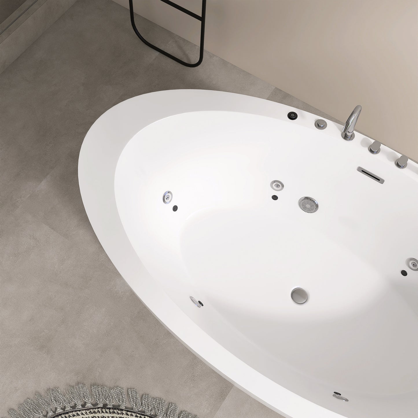 71'' Freestanding Oval Acrylic Whirlpool Bathtub, With Air Switch, 6 Jets, And 4-Hole Faucet AB32-71-AM