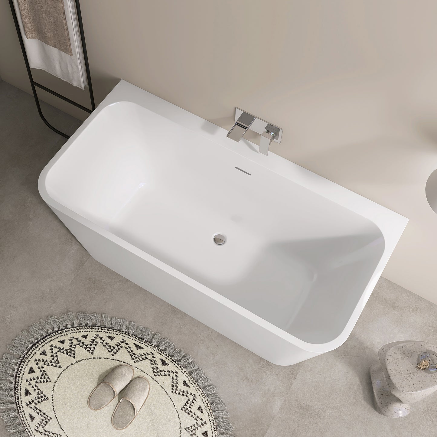 59‘’ Freestanding Soaking Acrylic Bathtub AB12-59