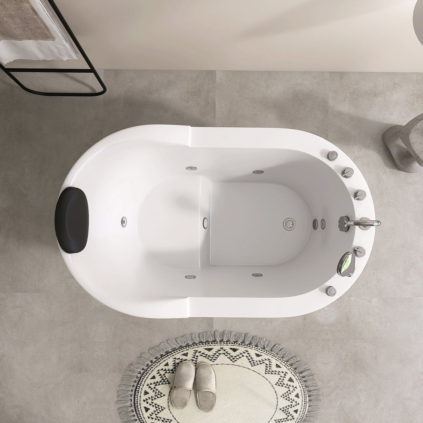 51 In. Acrylic Freestanding Whirlpool Bathtub With Jets And Faucet Set In White AB35-51-AM