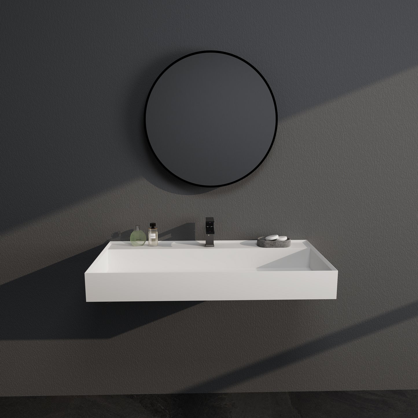 SJ-STARJANE 40''Rectangular Above Counter Bathroom Sink Solid Surface Sink Single Faucet Hole