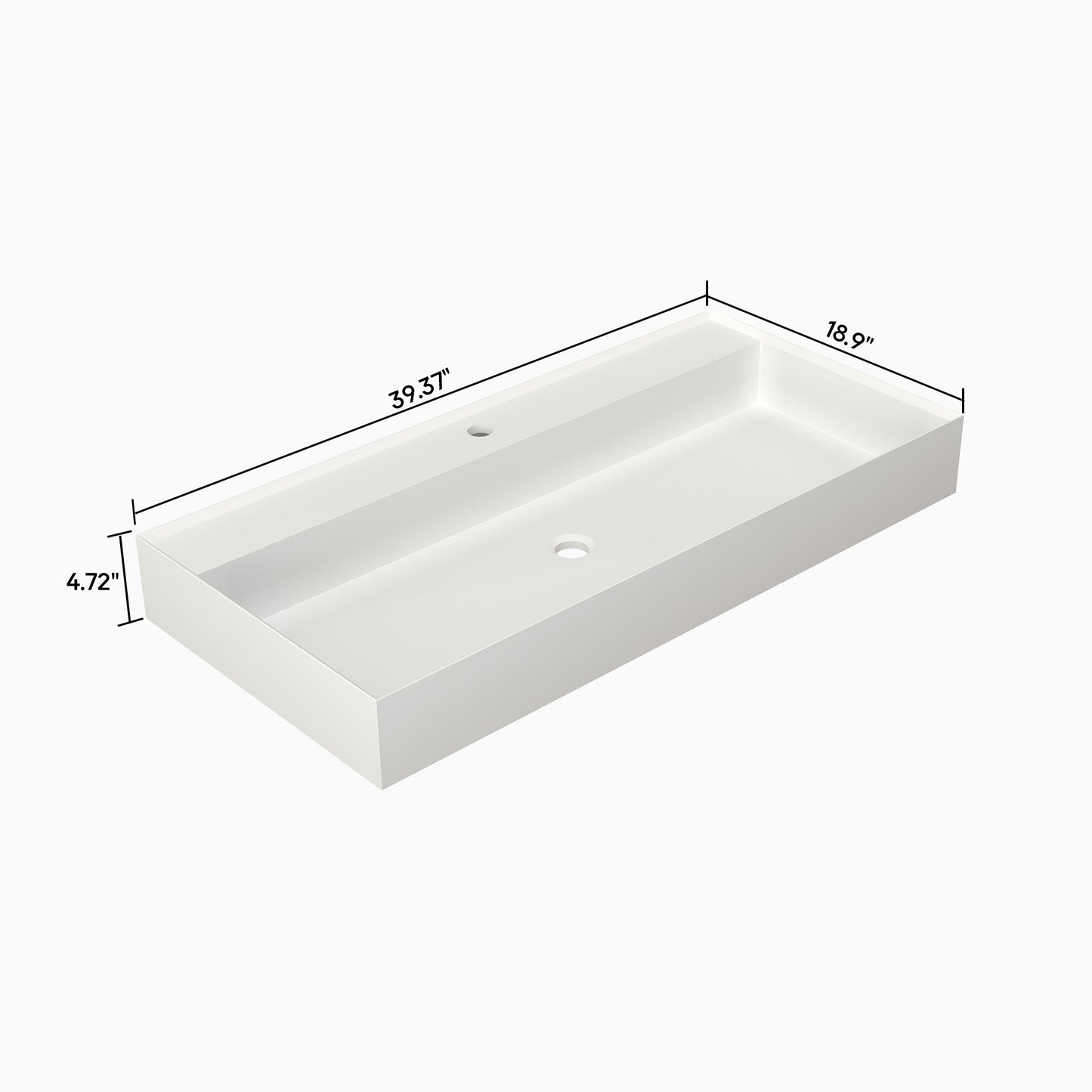 SJ-STARJANE 40''Rectangular Above Counter Bathroom Sink Solid Surface Sink Single Faucet Hole