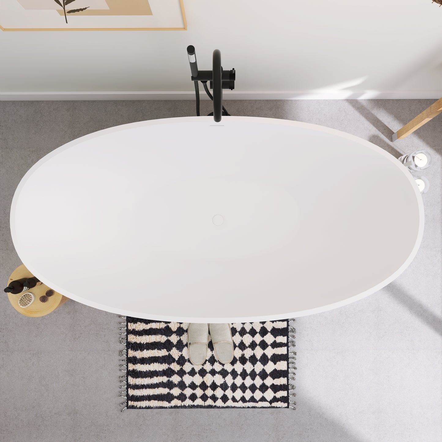 SJ-STARJANE 71''Freestanding artificial stone bathtub Double soaking design