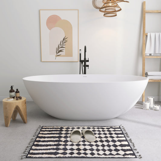 SJ-STARJANE 71''Freestanding artificial stone bathtub Double soaking design