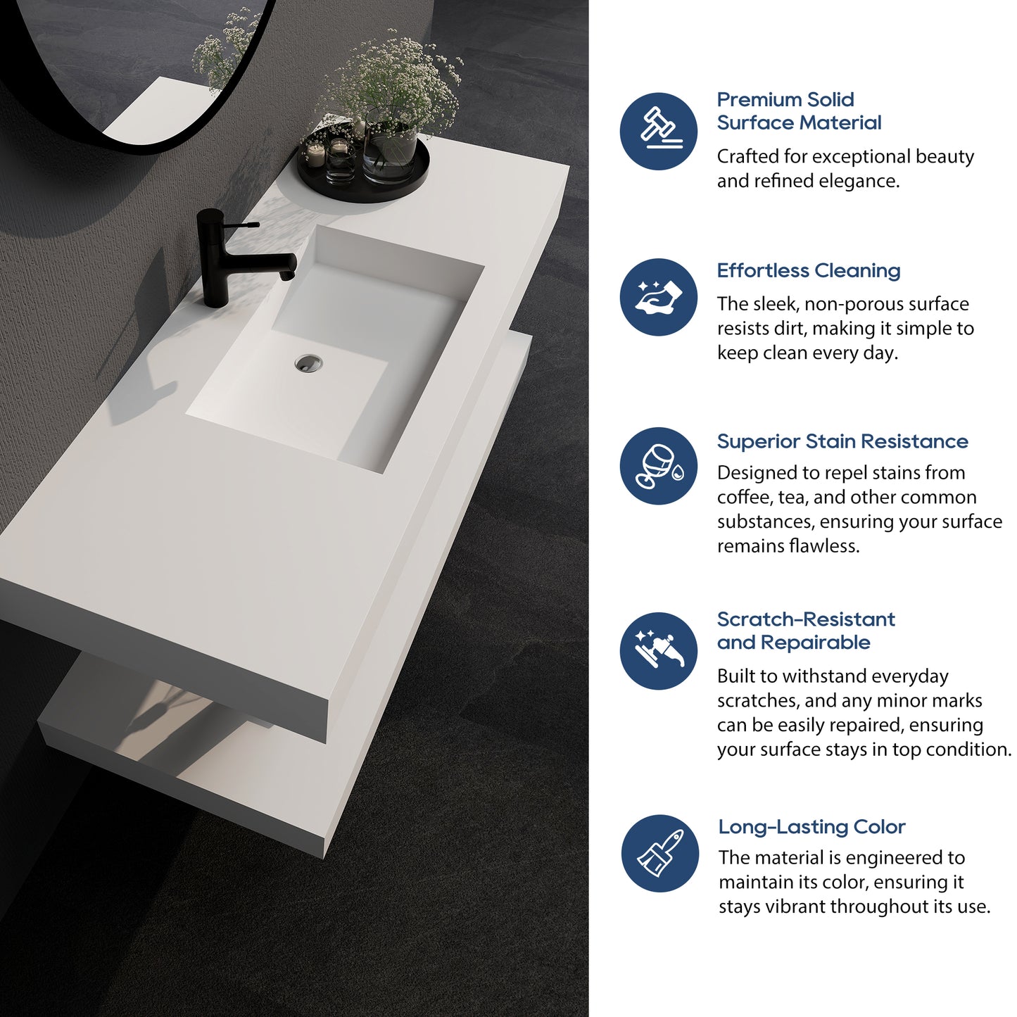 SJ-STARJANE 47'' wall-mounted bathroom sink incl. undermount with shelf (single faucet hole)