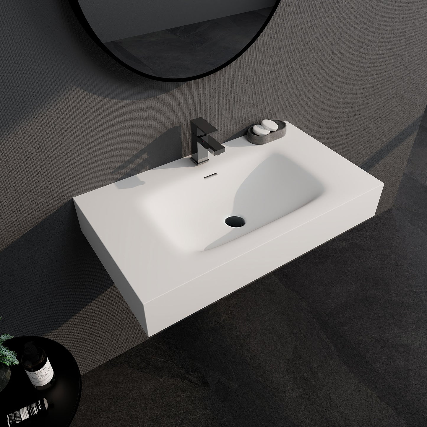 SJ-STARJANE32''Solid Surface Rectangular Bathroom Sink (with Overflow)