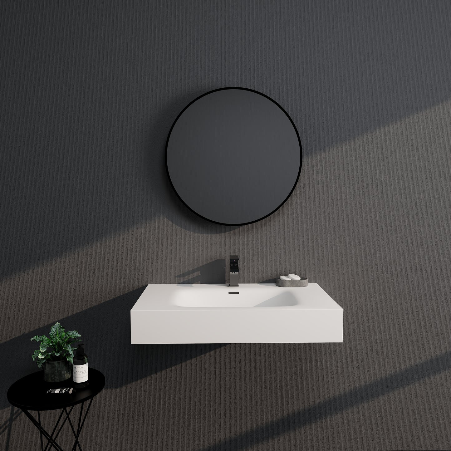 SJ-STARJANE32''Solid Surface Rectangular Bathroom Sink (with Overflow)