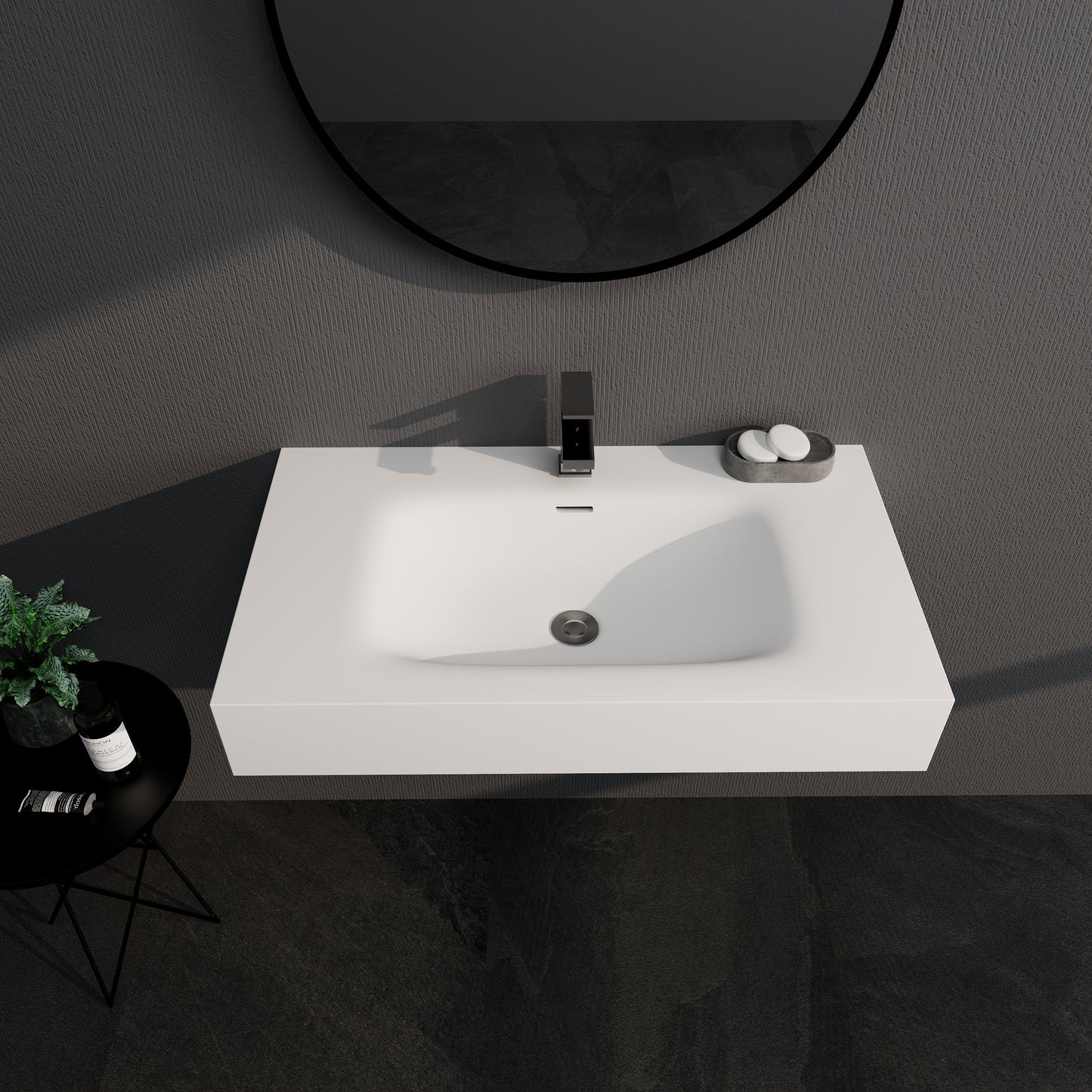 SJ-STARJANE32''Solid Surface Rectangular Bathroom Sink (with Overflow)