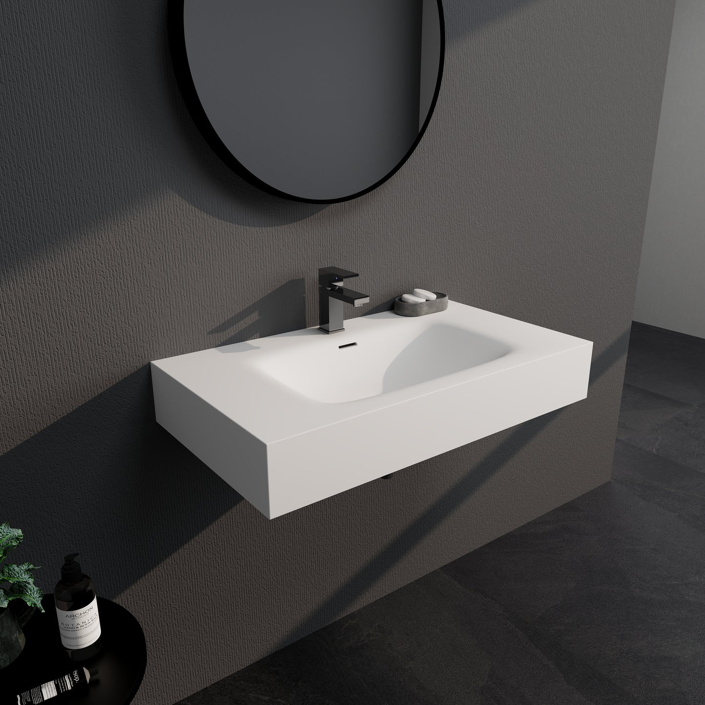 SJ-STARJANE32''Solid Surface Rectangular Bathroom Sink (with Overflow)