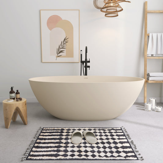 SJ-STARJANE Creamy 65'' Freestanding Bathtub Solid Surface Stone Resin Soaking Tub