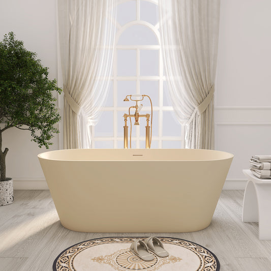 SJ-STARJANE 63'' Freestanding Tub Solid Surface Deep Freestanding Soaking Bathtub