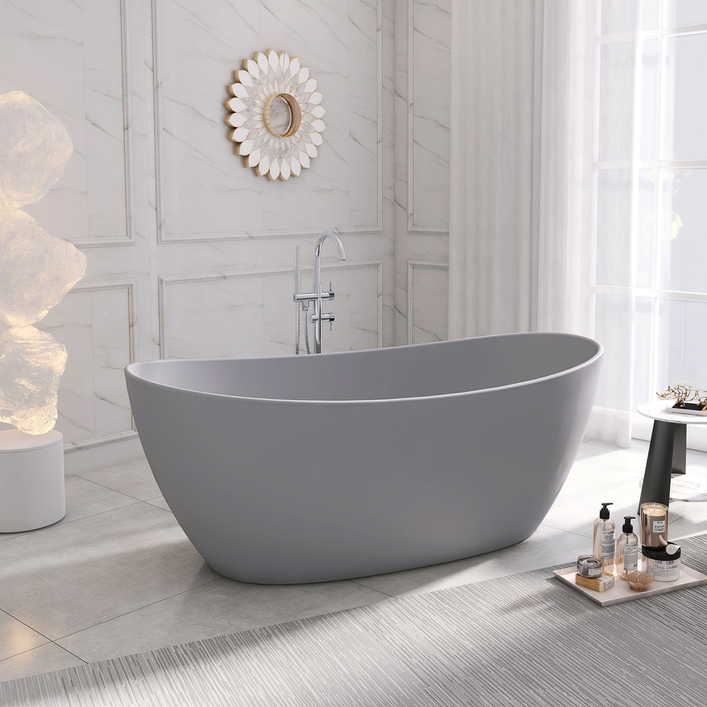 SJ-STARJANE65''Artificial stone freestanding bathtubs Solid surface resin immersion bathtubs