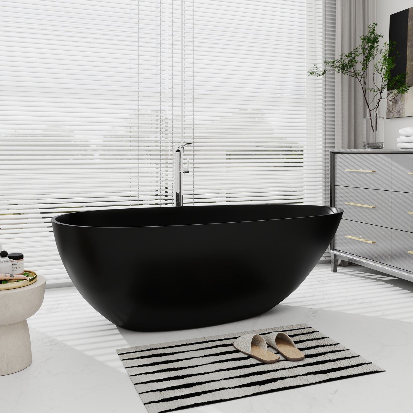 SJ-STARJANE 67'' Oval Freestanding Tub with Overflow | Soak in Style