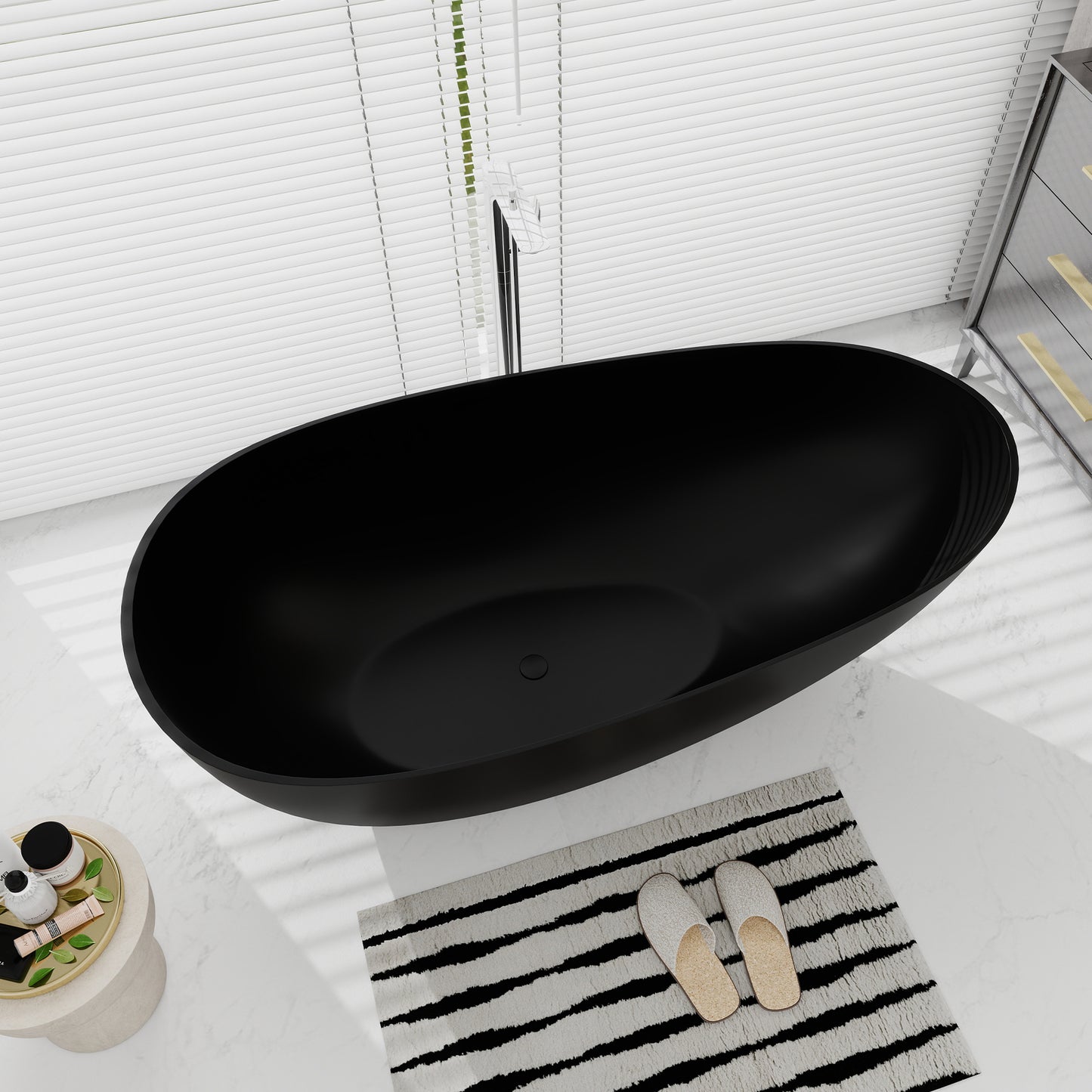 SJ-STARJANE 67'' Oval Freestanding Tub with Overflow | Soak in Style