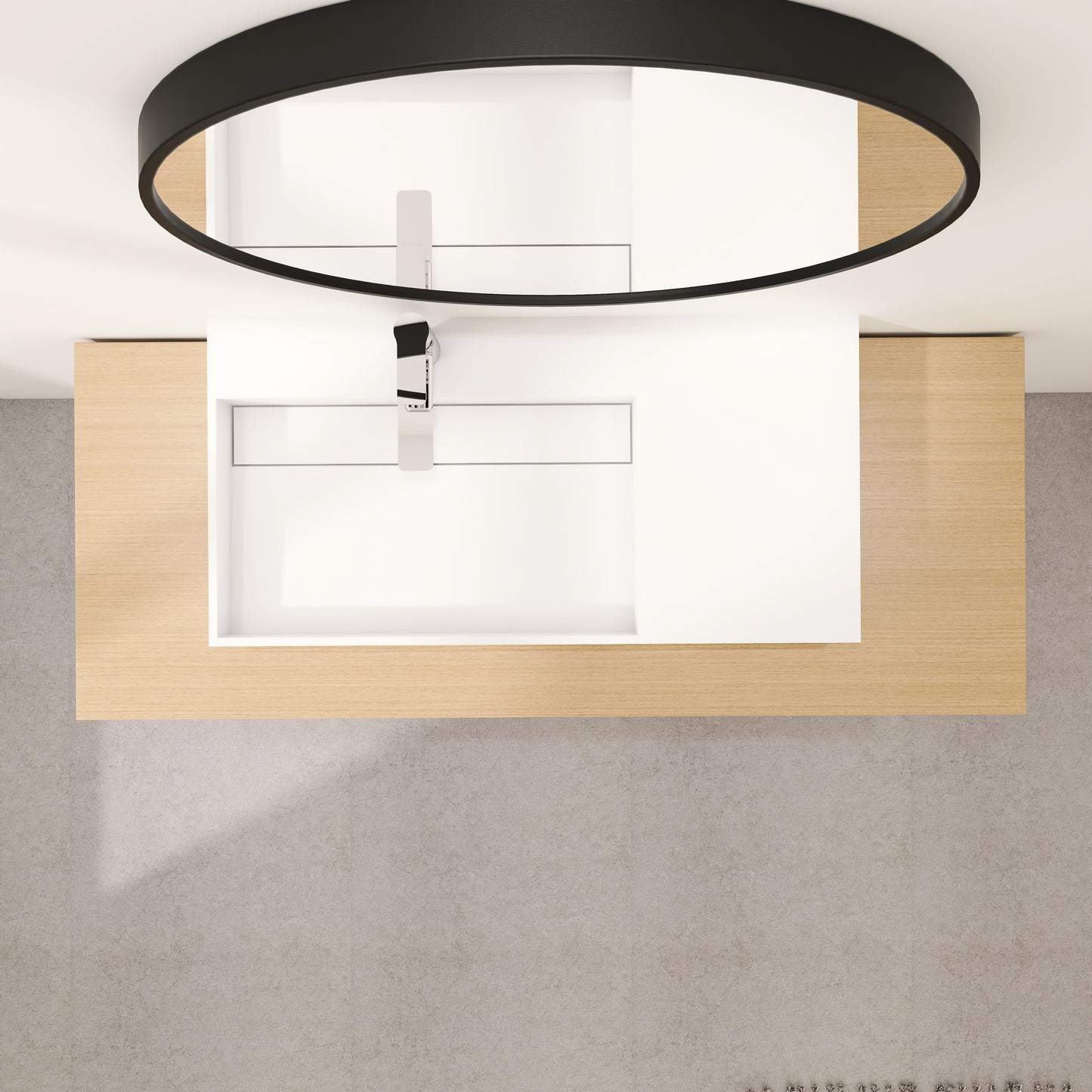 SJ-STARJANE 36''Solid Surface Wall Mount Bathroom Left Vessel Sink with Faucet Hole and Drain Cover