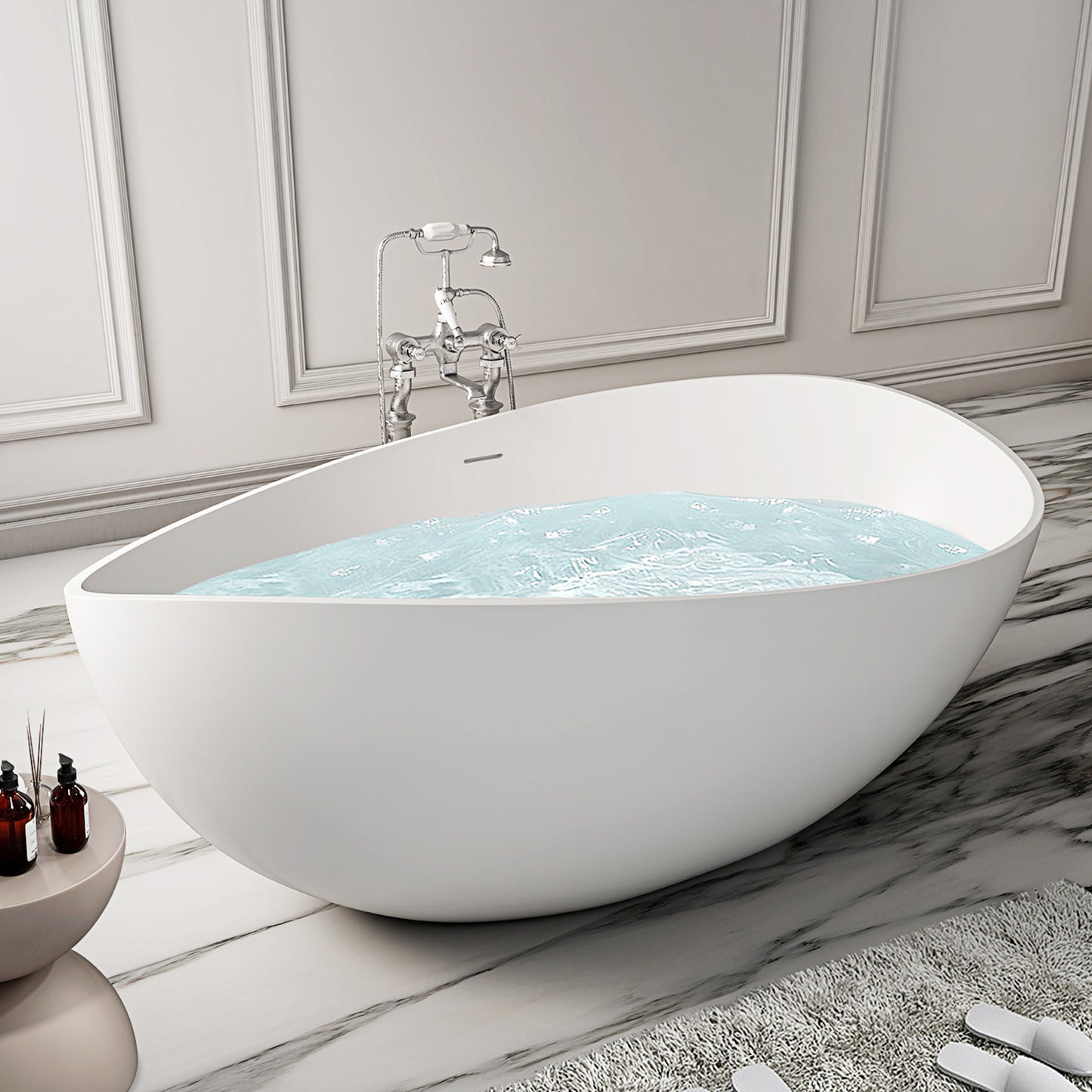 SJ-STARJANE 63" Wave freestanding bathtub Solid surface resin material