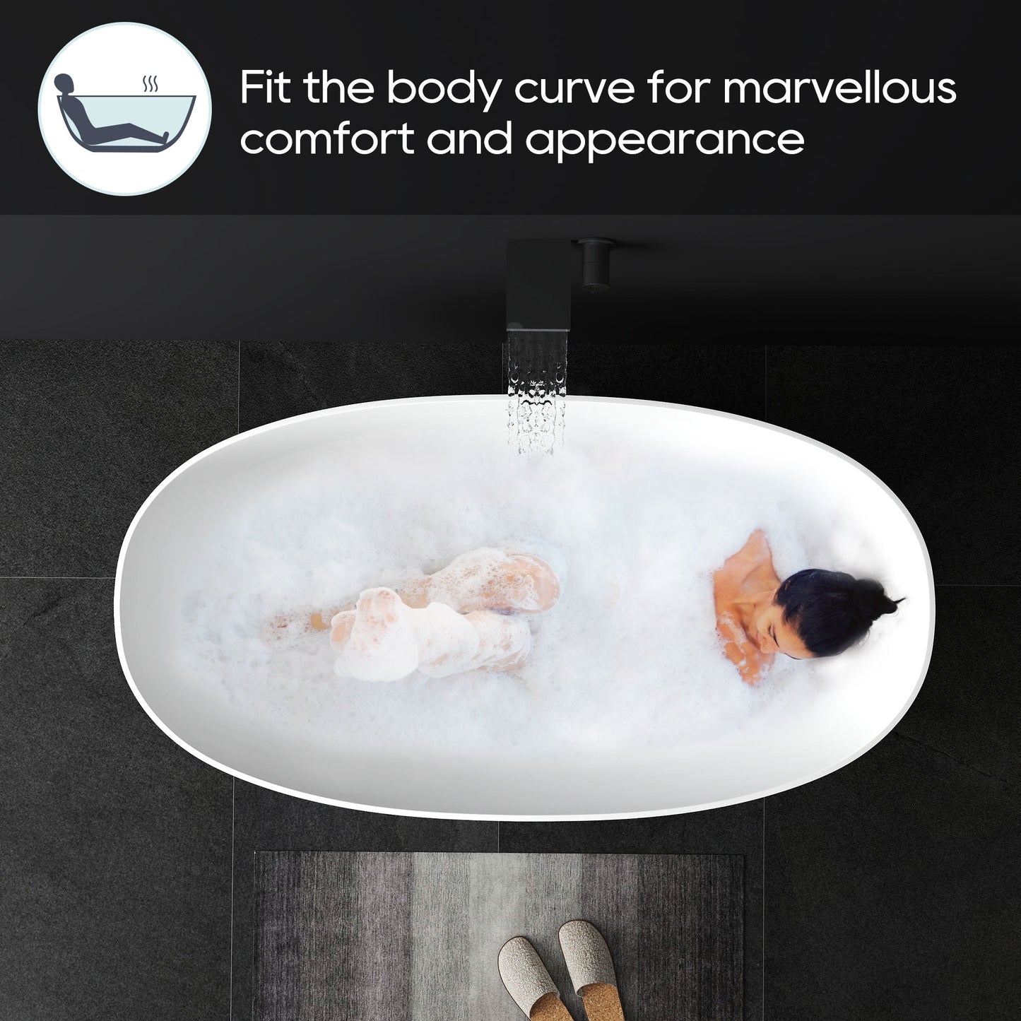 SJ-STARJANE 51''Freestanding compact soaking tub Solid surface design