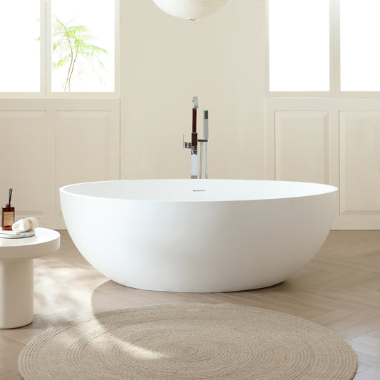 SJ-STARJANE 67'' Stone Resin Solid Surface Matte Flatbottom Freestanding Bathtub