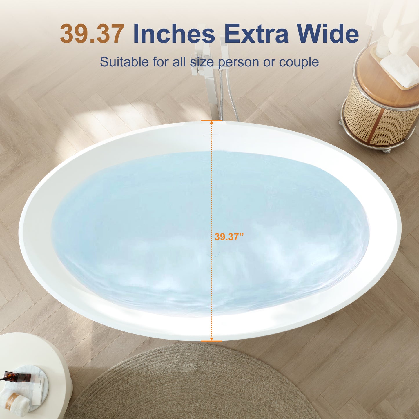 SJ-STARJANE 67'' Stone Resin Solid Surface Matte Flatbottom Freestanding Bathtub