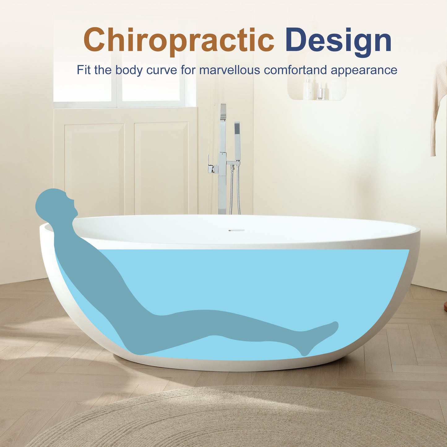 SJ-STARJANE 67'' Stone Resin Solid Surface Matte Flatbottom Freestanding Bathtub