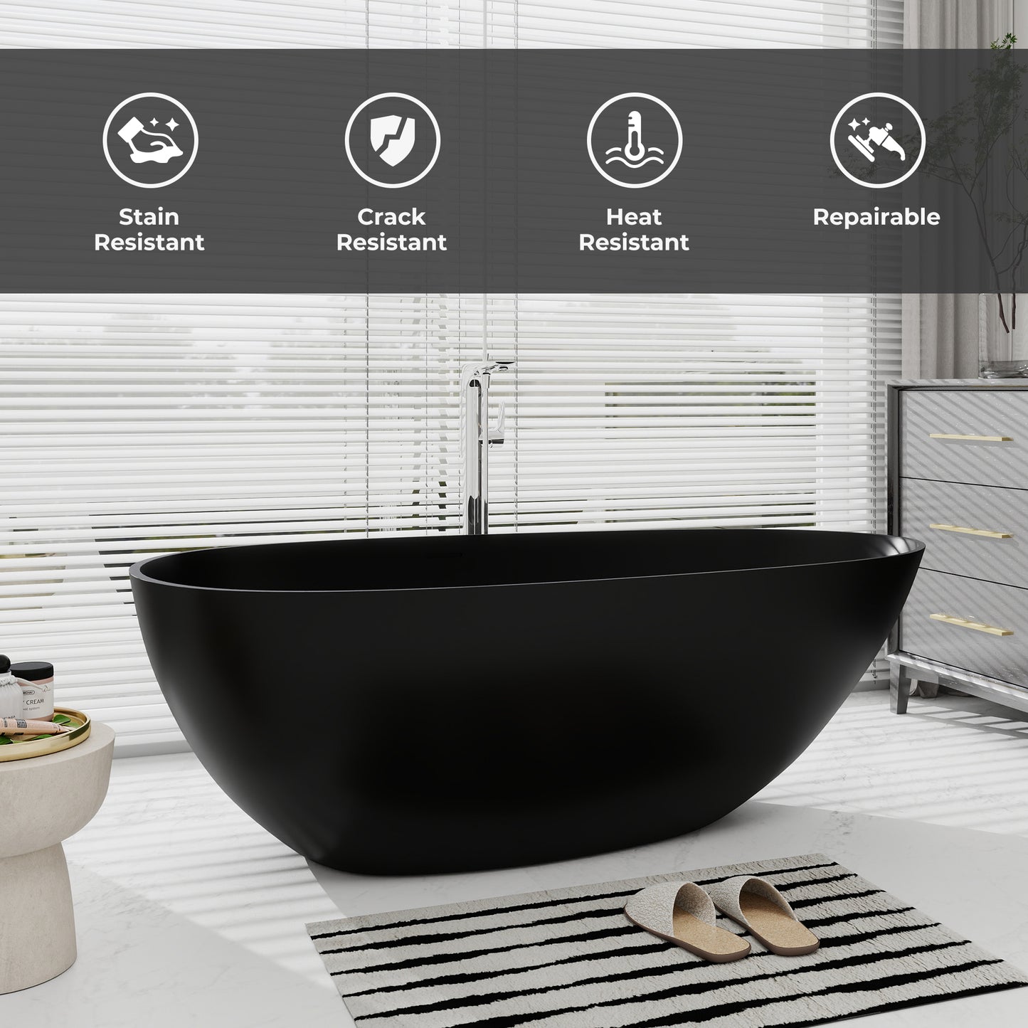 SJ-STARJANE 67'' Oval Freestanding Tub with Overflow | Soak in Style