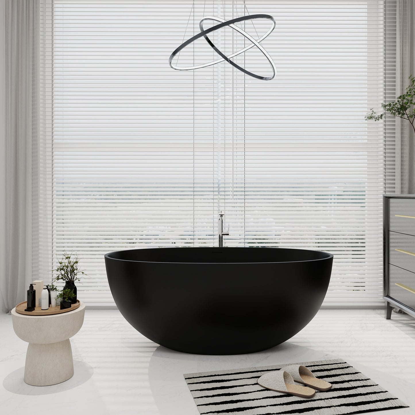 SJ-STARJANE 55''Artificial stone freestanding bathtubs Solid surface immersion bathtubs