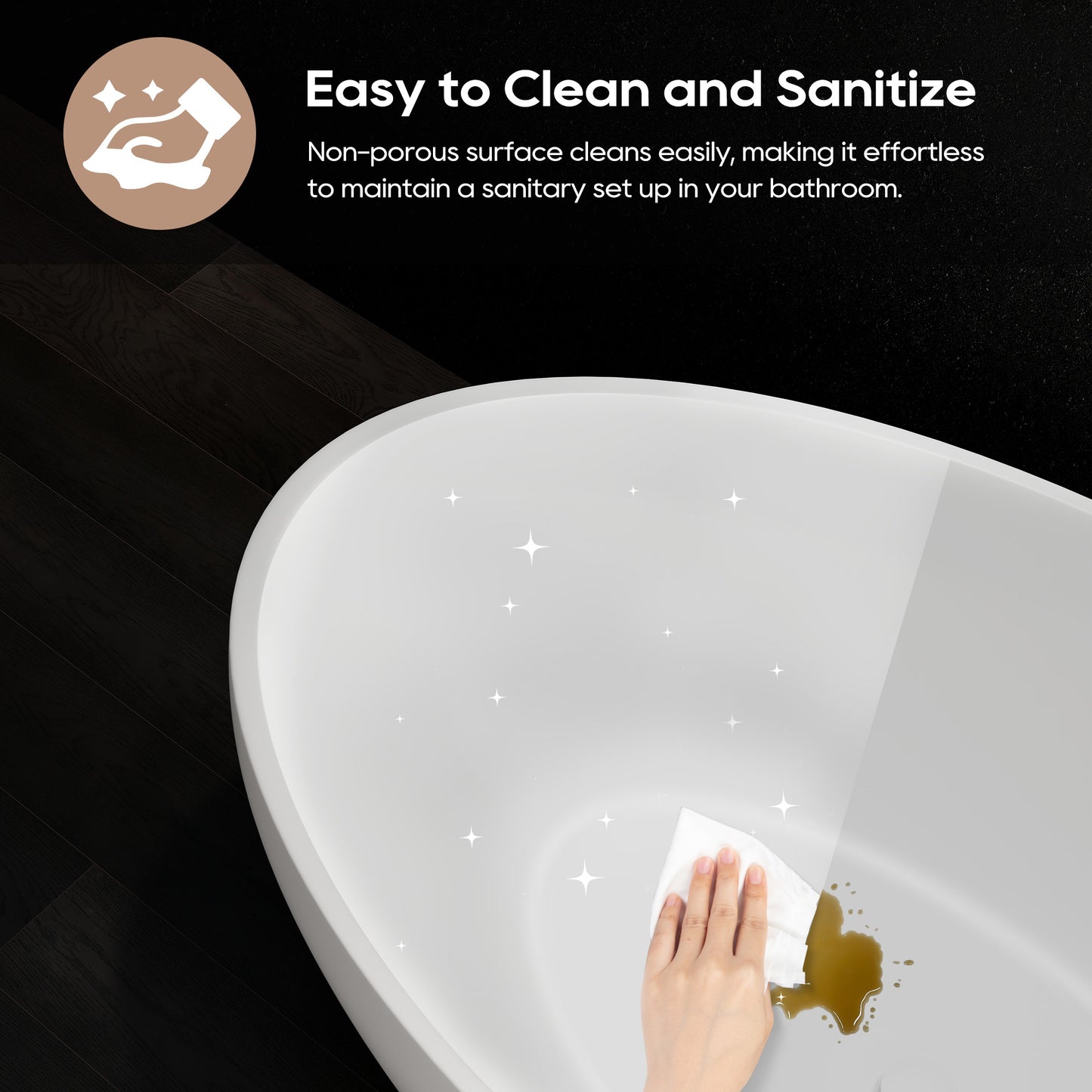 SJ-STARJANE 55''Faux Stone Freestanding Tub Matte White Solid Surface Tubs