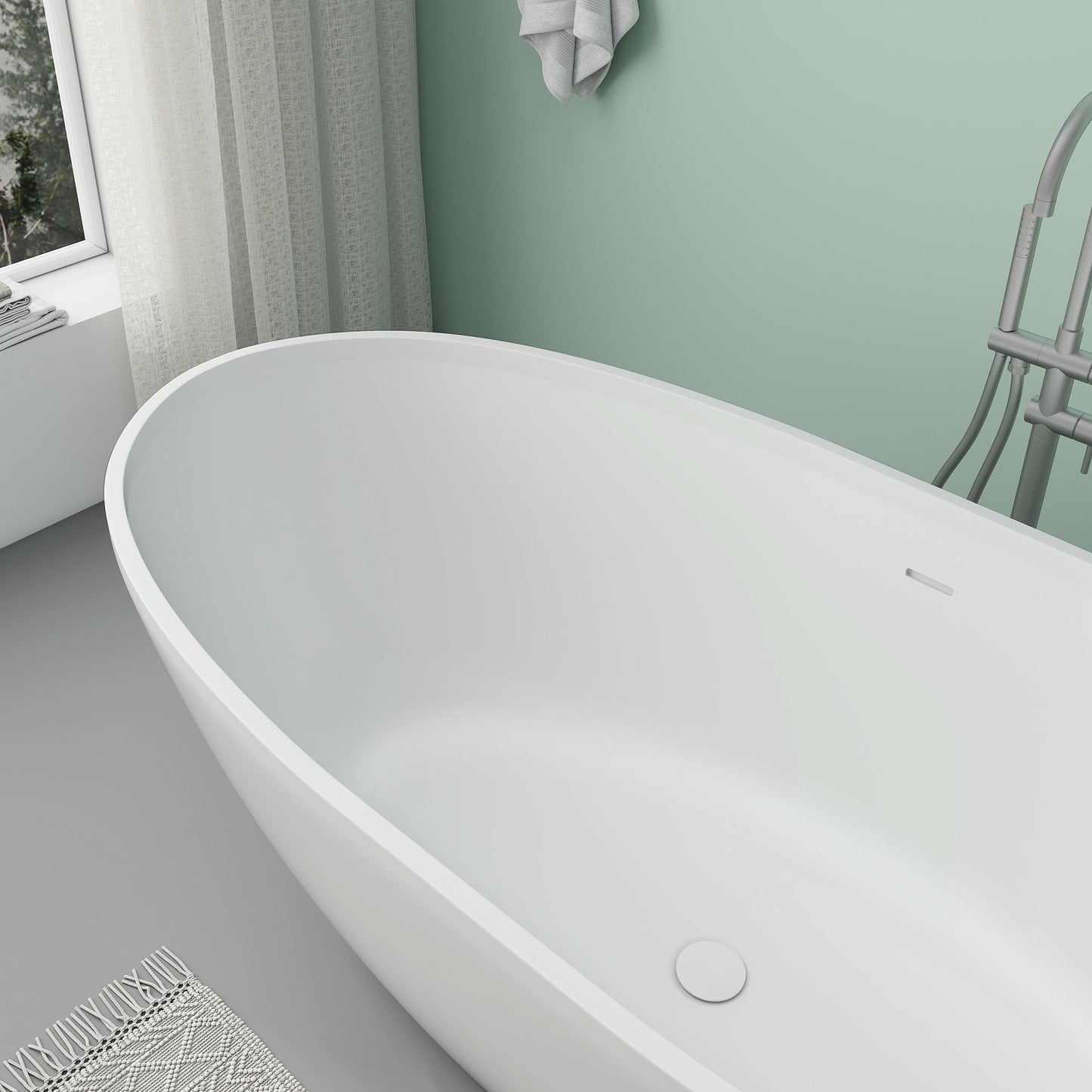 SJ-STARJANE 65'' Oval Luxury Resin Stone Soaking Tub