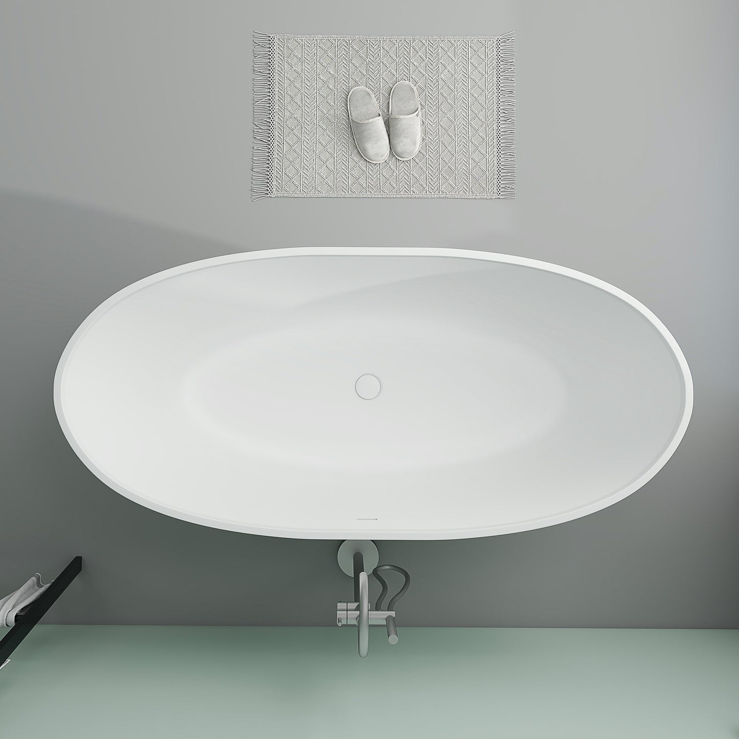 SJ-STARJANE 65'' Oval Luxury Resin Stone Soaking Tub
