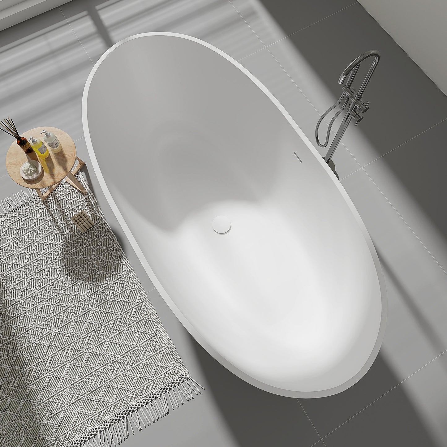 SJ-STARJANE 65'' Oval Luxury Resin Stone Soaking Tub