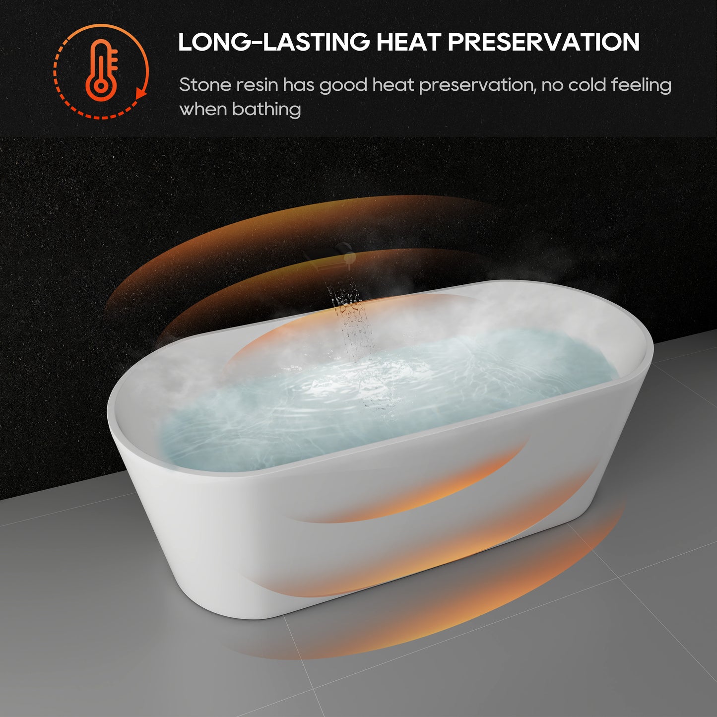 SJ-STARJANE 63'' Freestanding Tub Solid Surface Deep Freestanding Soaking Bathtub