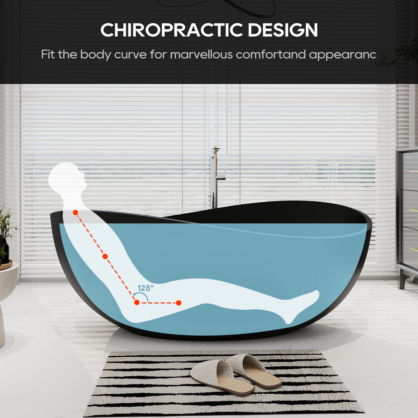 SJ-STARJANE 63''Wavy freestanding artificial stone bathtub Solid stone resin material