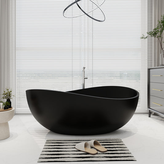 SJ-STARJANE 63''Wavy freestanding artificial stone bathtub Solid stone resin material